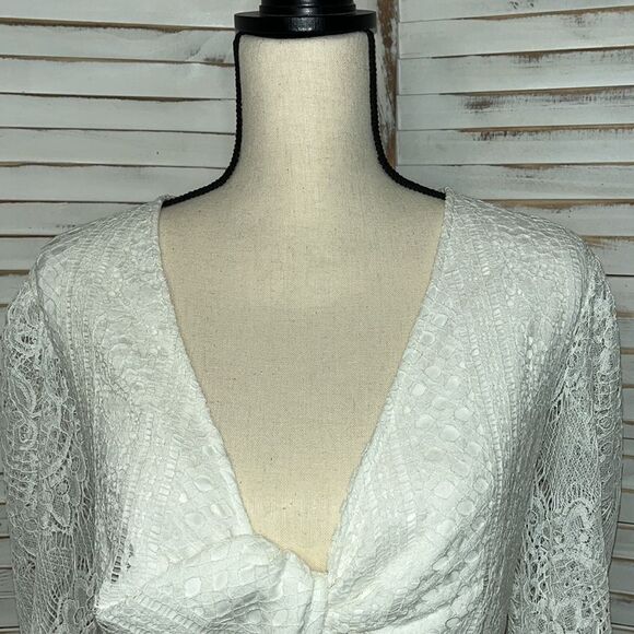 FTF Front Twist Lace White Mini Dress Size 1X 14/16 NWT - Picture 4 of 13